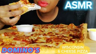 DOMINOS PIZZA ASMR WISCONSIN 6 CHEESE PEPPERONI CHICKENampSTEAK ALFREDO PASTA [upl. by Dannie]