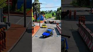 BeamNG Cars vs Police Bollards [upl. by Frayne]