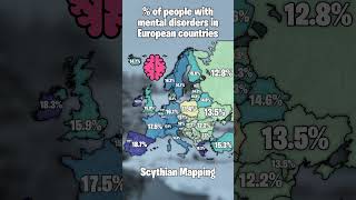 of people with mental health disorders in European countries 🧠 map mapping geography [upl. by Torry]