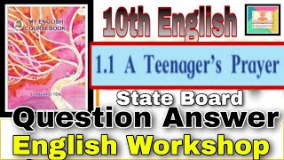 10th English 11 A Teenagers Prayer English Workshop Chit Chat Urdu Marathi Medium State Board Que [upl. by Buhler]