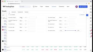 How to use the tradingview screener premarket filters [upl. by Atteynad]