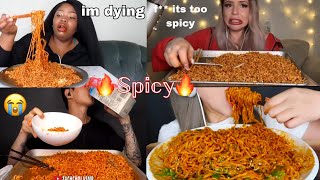 Mukbangers eating spicy noodles🤯❌ [upl. by Mikol]