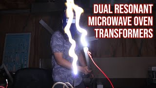 Dual Resonant Microwave Oven Transformers Huge High Voltage Arcs [upl. by Fausta832]