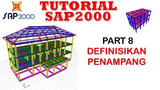 TUTORIAL SAP2000 PART 8 ll DEFINISIKAN PENAMPANG [upl. by Nnagem]