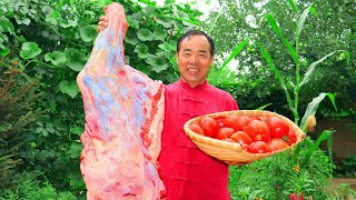 GIANT Yak Leg with Secret Tomato Recipe The Best Beef I’ve Ever Tasted  Uncle Rural Gourmet [upl. by Akvir443]