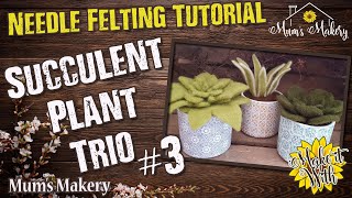 Make a Needle Felted Plant Trio  Succulent 3  Full Tutorial [upl. by Ariad]