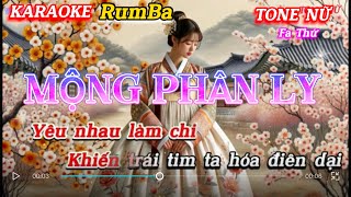 Karaoke  Mộng Phân Ly Tone Nữ Rum Ba  Lời Thương Ly Biệt  ST Thiên Miệu  Beat tam organ [upl. by Det]