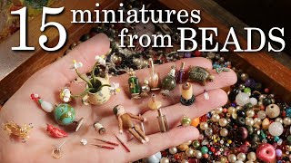 What Can We Make From Bags Of Vintage Beads 15 Miniature Crafts [upl. by Lrac252]