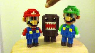 3D Perler Bead Creations Mario Luigi amp Domo [upl. by Atnwahsal886]