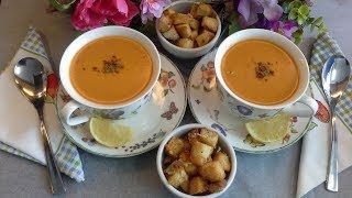 شوربة العدس الاحمر التركية الرهيبة علي اصولها مع خبز محمص شهي😍Soupe de lentilles corail [upl. by Aisinoid990]