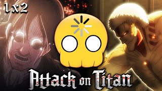 THIS MAKES NO SENSE  Anime Noob Reacts to Attack on Titan 1x2 [upl. by Rinna]