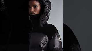 MONCLER Shiny Meandre Short Down Jacket Hooded Glossy Black Women [upl. by Goldshell]