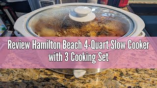 Review Hamilton Beach 4Quart Slow Cooker with 3 Cooking Settings DishwasherSafe Stoneware Crock amp [upl. by Aihsak150]