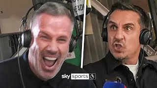 COMMS CAM 🎥 Gary Neville and Jamie Carragher react to Liverpools 30 win over Manchester United ⚔ [upl. by Emiolhs]