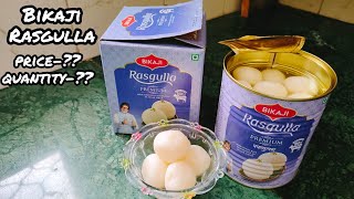 Bikaji Rasgulla l bikaji Rasgulla tin review l Diwali special sweet l instant sweets [upl. by Nyrahs973]