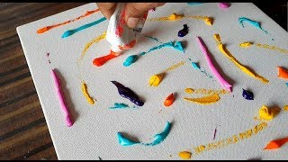 Easy amp Colorful Abstract Painting for KIDS  FUN Acrylics on Canvas  Demonstration [upl. by Cordle]