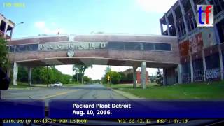 Packard Plant via Dashcam Detroit USA 08102016 [upl. by Aidnis]