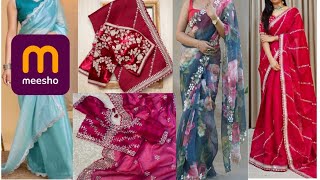 Meesho Organza Saree Latest Organza SareeNew Organza Saree sareehaulwomensfashionviralvideo [upl. by Einatirb]