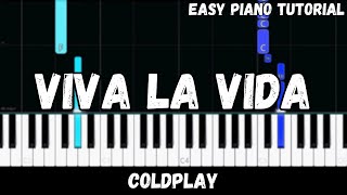 Coldplay  Viva La Vida Easy Piano Tutorial [upl. by Ainevul]