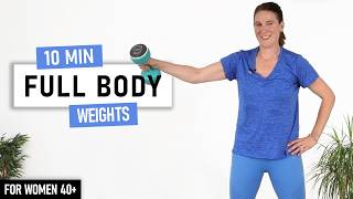 10 MIN Full Body WEIGHTS Workout BeginnerFriendly for Women over 40 [upl. by Elaynad186]