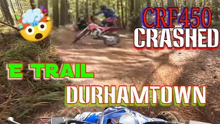 CRF450 crashed on E trail at Durhamtown offroad adventures [upl. by Kcirdnek]