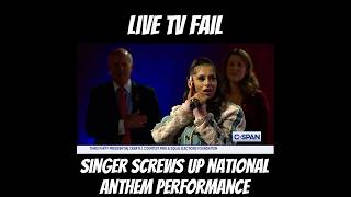 EMBARRASSING National Anthem FAIL live singer [upl. by Philoo]