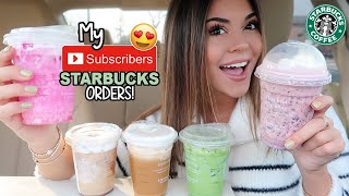 Trying MY SUBSCRIBERS Starbucks Drinks  Steph Pappas [upl. by Lovell883]