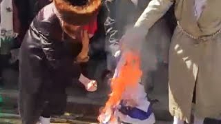 Neturei Karta burn an Israeli Flag Purim 2022 [upl. by Long]