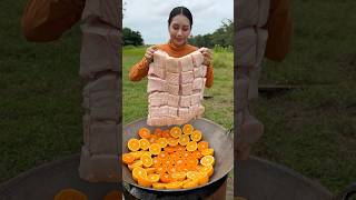 Pork crispy with orang cook recipe shortvideo shorts cooking food recipe [upl. by Sirron]