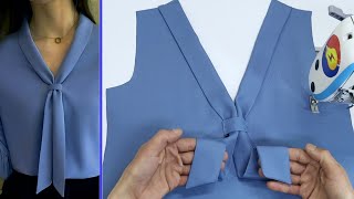 ✅🌺Best Way To Sewing Beautiful Collar V neck in Just 10 Minutes Sewing for Beginners [upl. by Jacinta972]