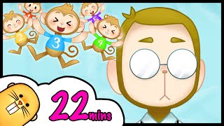 🐒 Five Little Monkeys  Goose egg on head  and 8 More  Road Trip Compilation [upl. by Garap]