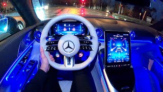 NEW 2022 Mercedes SL V8 AMG FIRST NIGHT DRIVE SOUND Interior Exterior Ambiente [upl. by Grose]