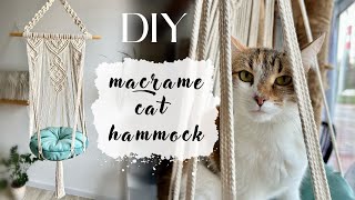 DIY Macrame Cat Hammock │ DIY Cat Bed │ Kitten Hanging Bed │ Macrame cat hammock tutorial [upl. by Llerruj535]