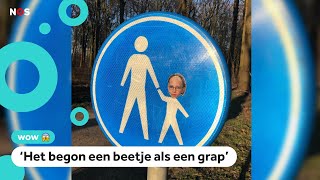 Schoolfoto van Dorien 13 hangt op verkeersborden over de hele wereld [upl. by Ytsirhc]