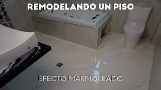 Resina Epóxica sobre Piso de Concreto  Creando un efecto Mármol [upl. by Eignav960]