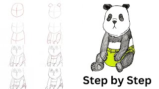 How to draw panda for kids  Step by Step Animal Drawing Tutorial [upl. by Pfaff]