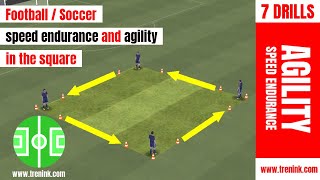 Footballsoccer speed endurance and agility in the square  fitness fun and motivational drills [upl. by Rosenblatt]