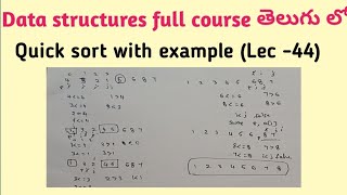 quick sort with example in data structures  sorting techniques [upl. by Koslo141]