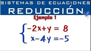 Sistemas de ecuaciones 2x2  Método de Reducción  Eliminación  Ejemplo 1 [upl. by Herve]