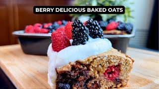 Berry Delicious Baked Oats  High Protein and Fiber Breakfast [upl. by Leahciam]