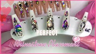 Glamorous Pink and White Long Nails with Rhinestones  StepbyStep Tutorial [upl. by Nylehtak935]