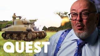 Creating An Explosive WWII Reenactment Using An Original Sherman Tank  Combat Dealers [upl. by Karlik]