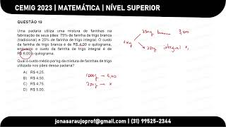 CEMIG 2023  Matemática  Nível Superior  Questão 19 [upl. by Eislek80]