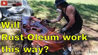 Cub Cadet 50 inch mower deck Rust oleum primer amp sanding [upl. by Imoin]