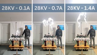 Electrical Arc Comparison  High Voltage Jacobs Ladder Discharge 28KV Different Currents [upl. by Neom]