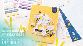 Spellbinders March 2023 Quick amp Easy Card Kit of the Month  Bee Yourself [upl. by Diahann]