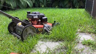 Husqvarna Gas Lawn Mower Mowing the Lawn and Bolens BL160 2Stroke String Trimmer Trimming the Weeds [upl. by Einaffets]