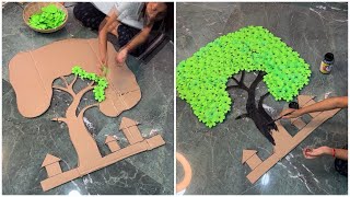 Smart idea to make a Paper tree DIY  Paper tree craft idea  Beautiful wall hanging craft [upl. by Derman672]