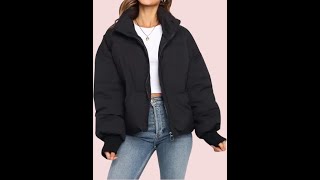 Gihuo Women’s Winter Cropped Puffer Jacket Coat Short Warm Quilted Jacket [upl. by Howlan]