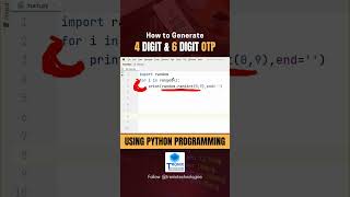 How Generate 4 Digit amp 6 Digit OTP by using Python Programming in Telugu [upl. by Asiel]